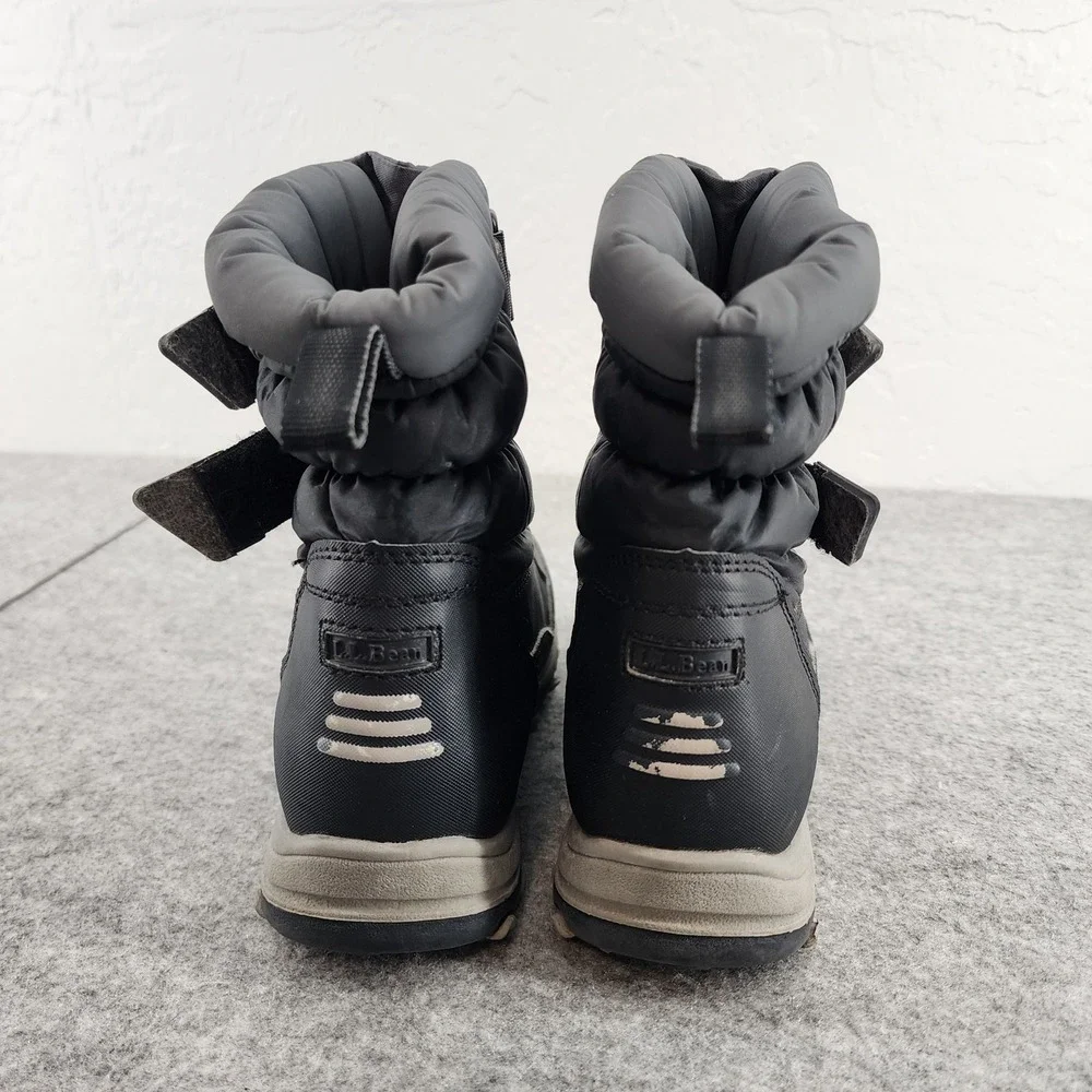 LL Bean Kids Youth Sz 13 Black Gray Insulated Waterproof Snow Boots Winter Gear